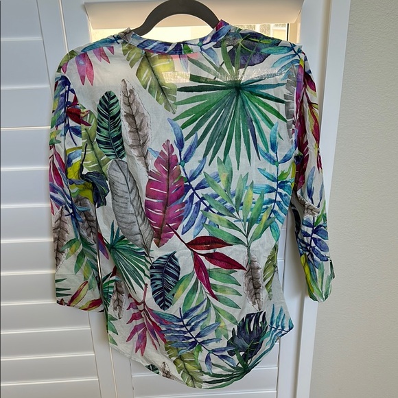 Vilagallo Leaf Print Cotton Blouse Size S - Picture 8 of 10